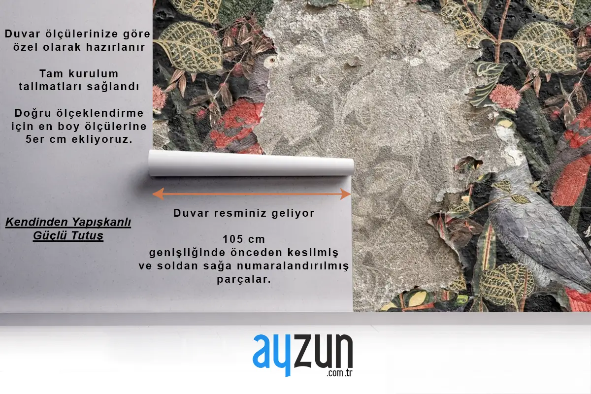 Beton Duvar Kağıdı Duvar Üzerine Çiçek Soyulması