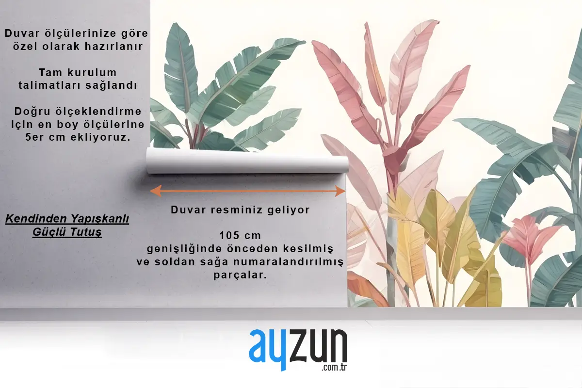 Pembe & Teal Vintage Tropikal Banyo Duvar Kağıdı