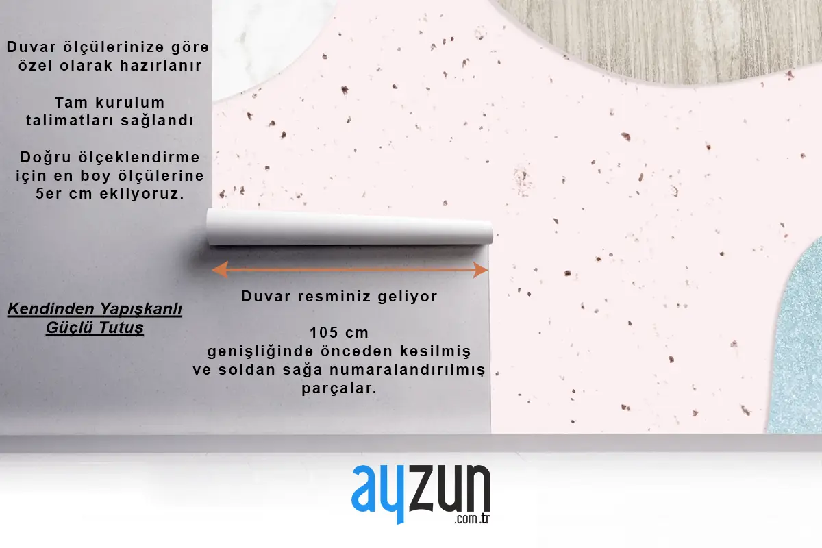 Pembe Ve Mavi Kolaj Dokulu Çocuk Odası Duvar Kağıdı