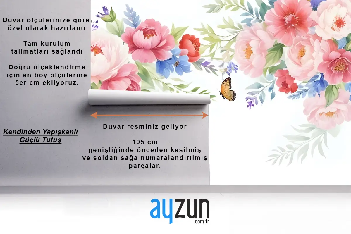 Pembe Boho Vine Florals Duvar Kağıdı 