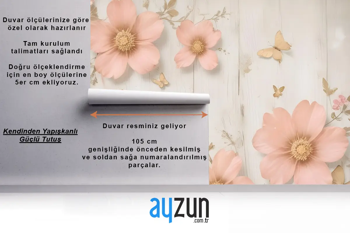 Kelebekli Pembe Elmas Papatya Duvar Kağıdı