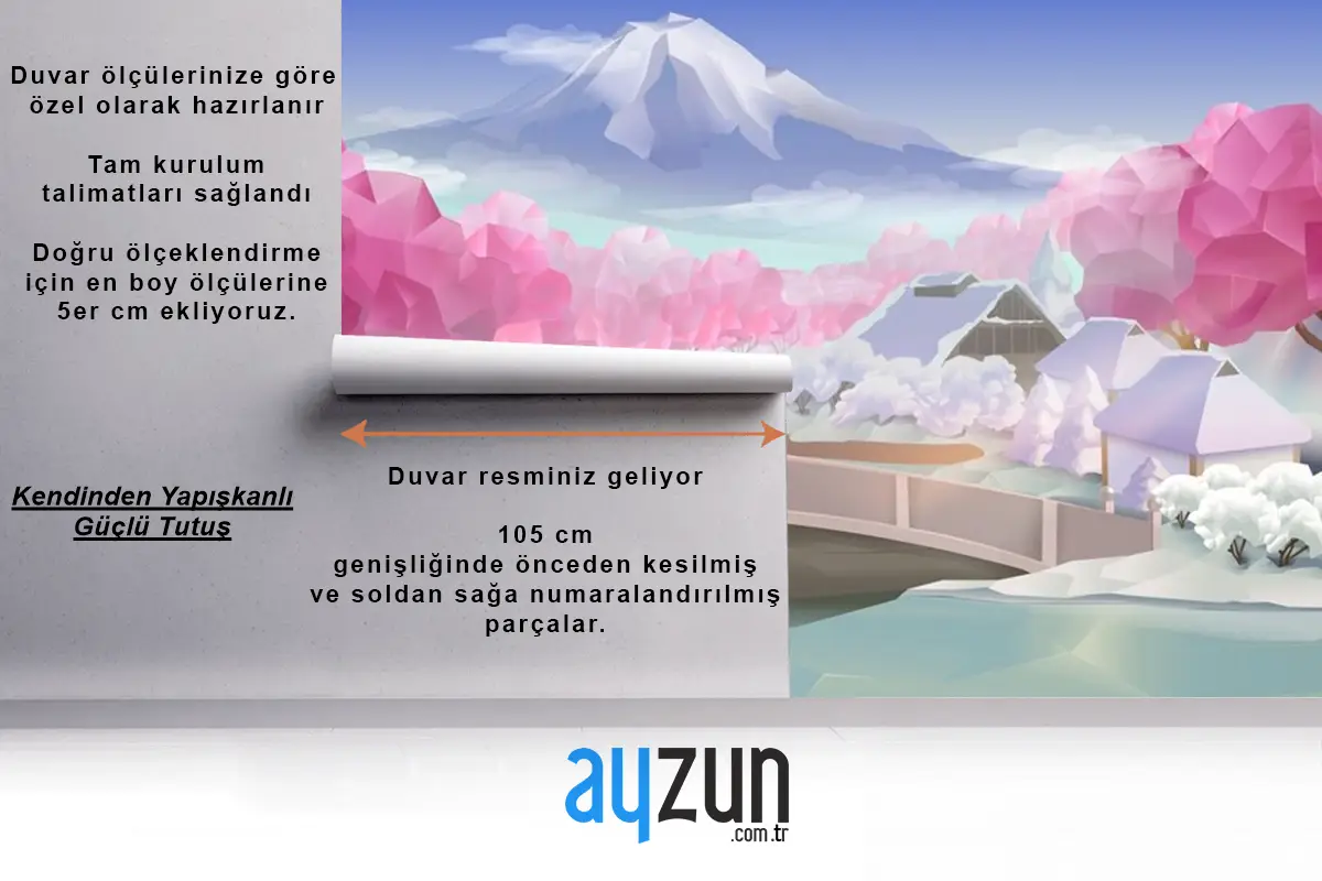 Pembe Koru Manzara Çocuk Odası Duvar Kağıdı 