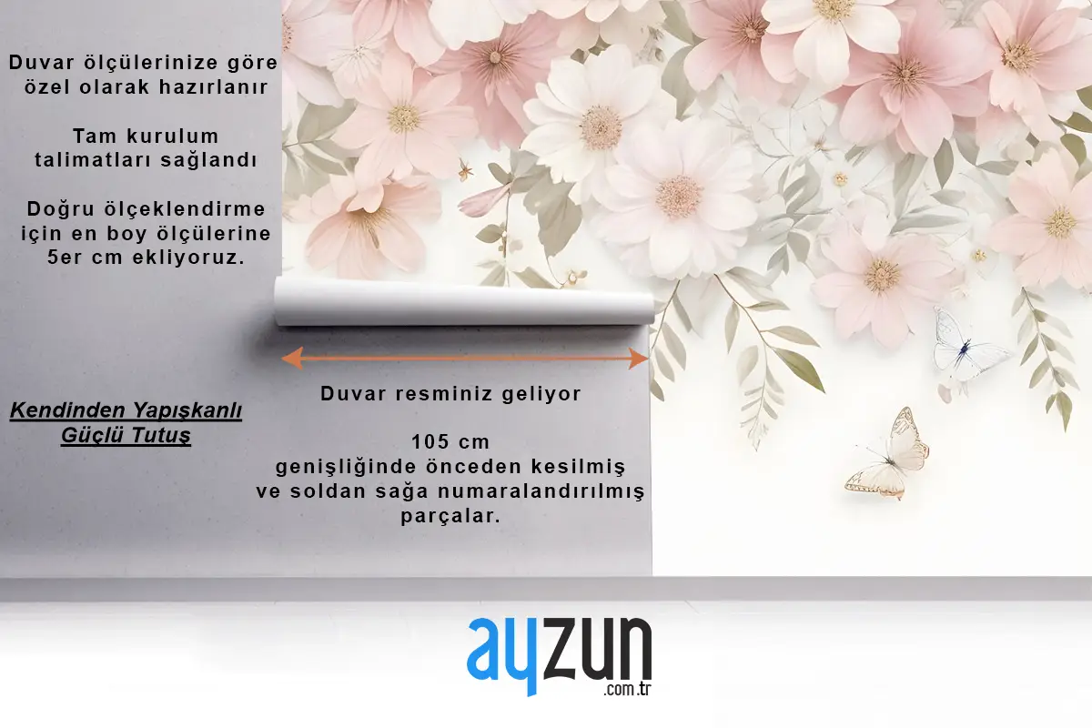 Pembe Ortanca Çiçek Sanatı Çocuk Odası Duvar Kağıdı 