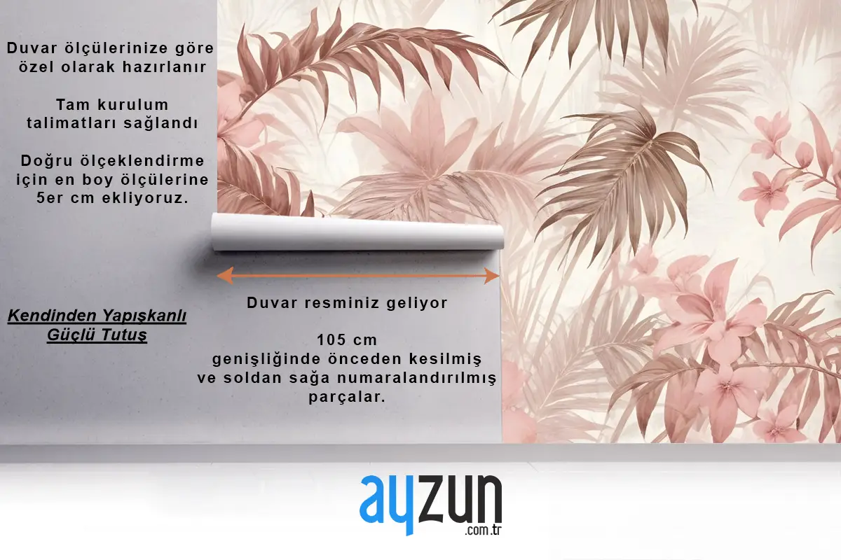 Pembe Yaprak Ve Çiçeği Duvar Kağıdı