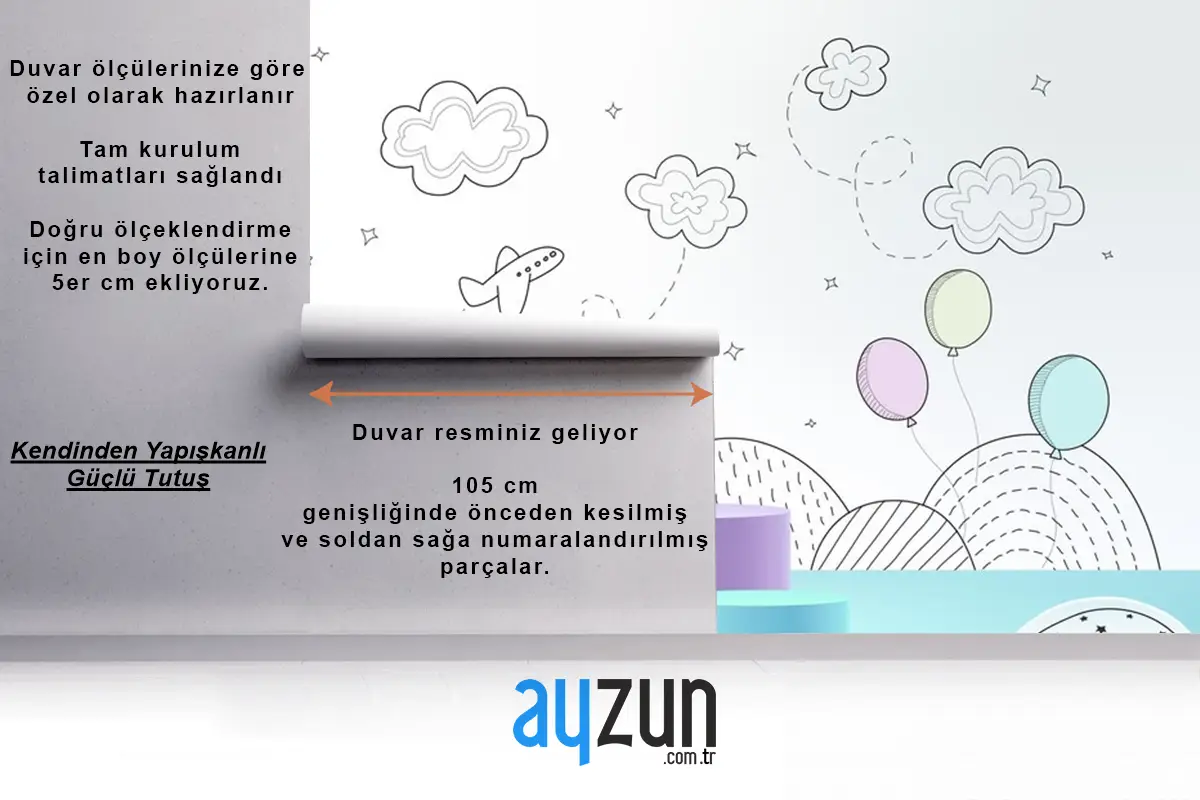 Elle Çizilmiş Hava Durumu Çocuk Odası Duvar Kağıdı  Ile Podyum