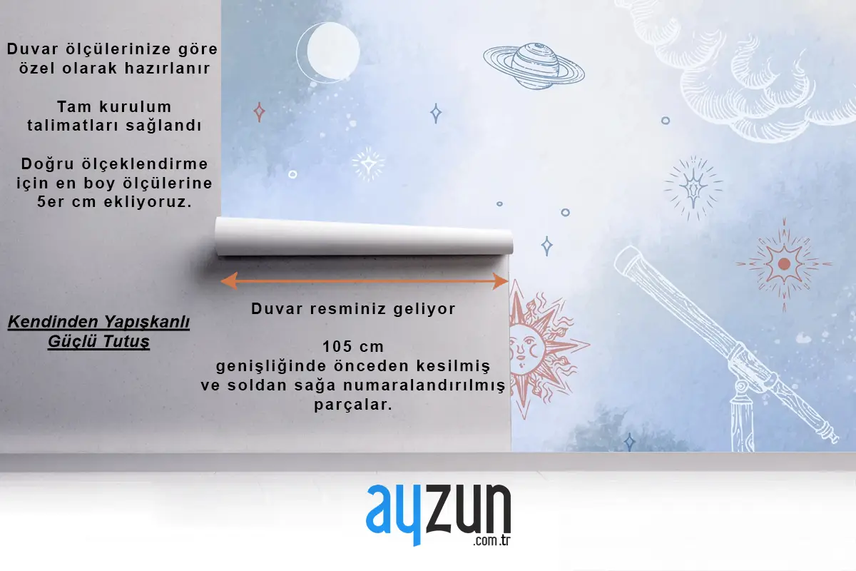 Elle Çizilmiş Öğelerle Toz Pastel Çocuk Odası Duvar Kağıdı