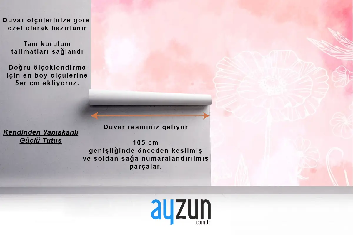 Elle Çizilmiş Öğelerle Toz Pastel Çocuk Odası Duvar Kağıdı