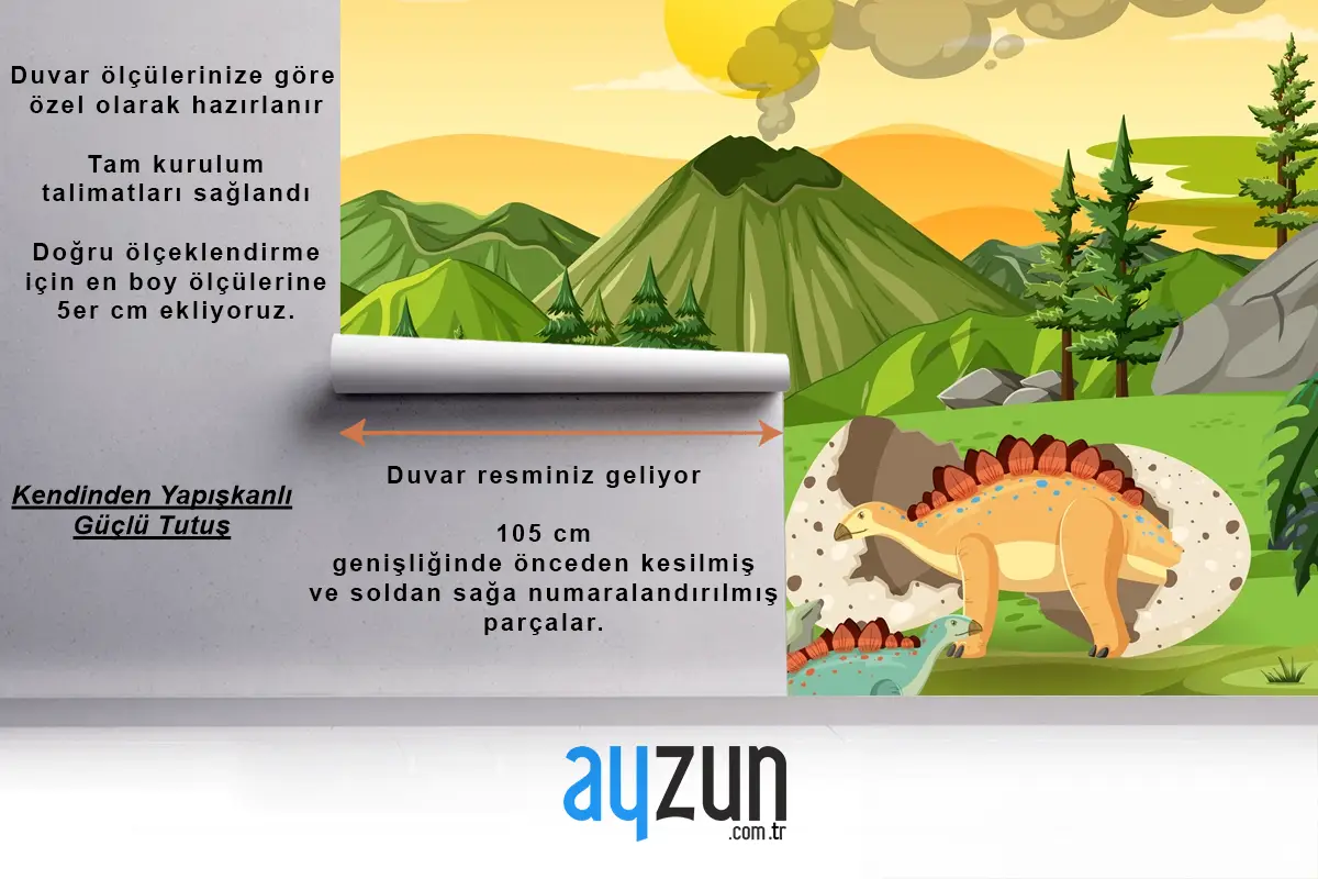Dinozor Karikatür Çocuk Odası Duvar Kağıdı  Ile Tarih Öncesi Orman