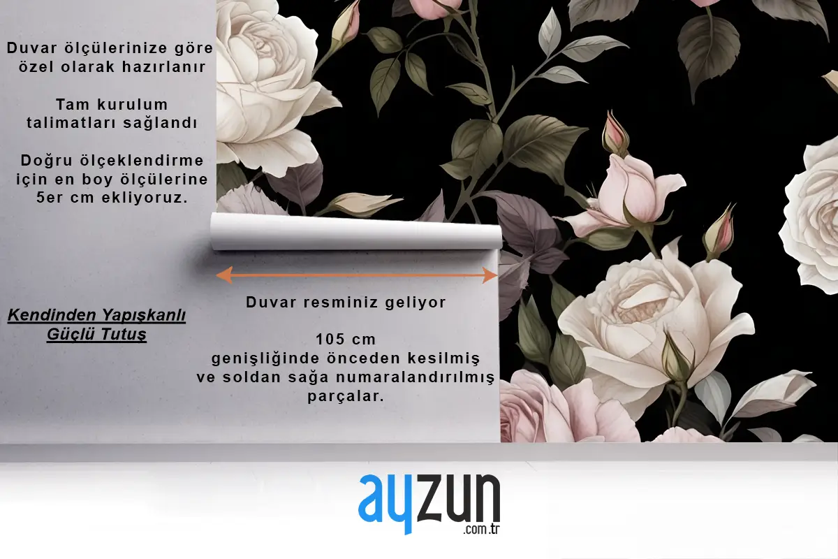 Mor Ve Pembe Koyu Çiçek Yatak Odası  Duvar Kağıdı