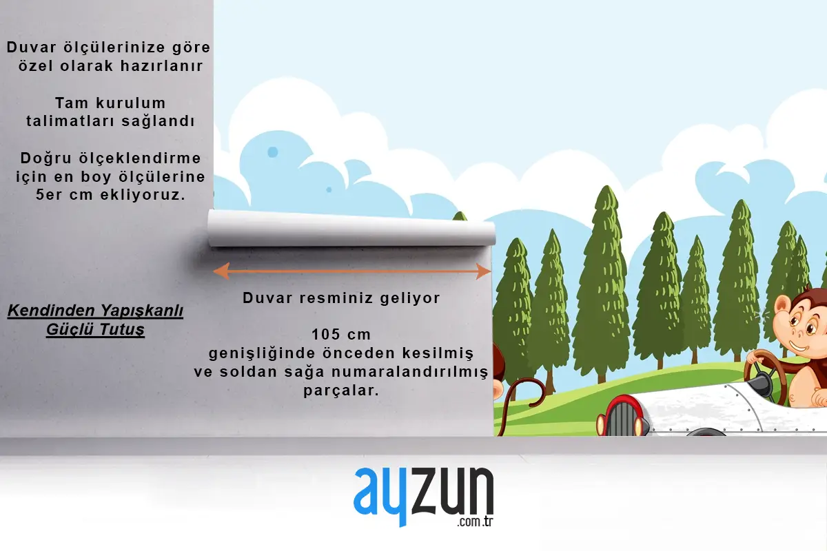 Maymun Yarış Sürücülerinin Bulunduğu Yarış Pisti Sahnesi Çocuk Odası Duvar Kağıdı