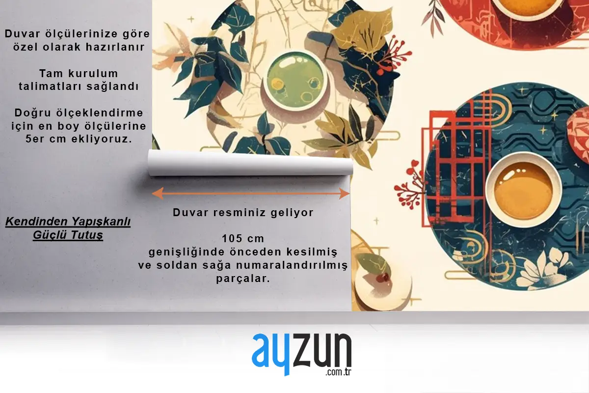 Rafine Unsurlar Vietnam Çay Desenleri Cafe Duvar Kağıdı