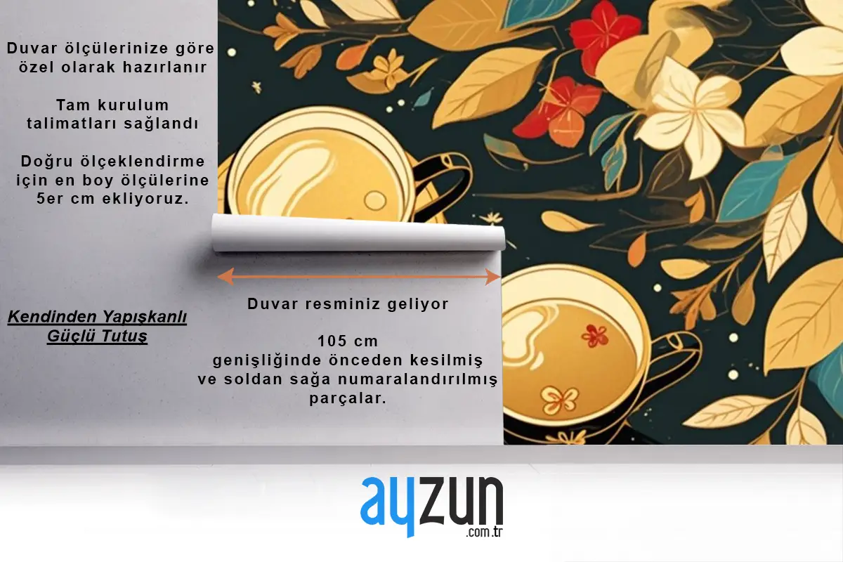 Rafine Unsurlara Sahip Vietnam Çay Desenleri Cafe Duvar Kağıdı