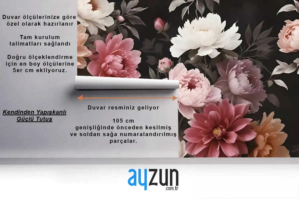 Gerçekçi Koyu Çiçek Duvar Kağıdı 