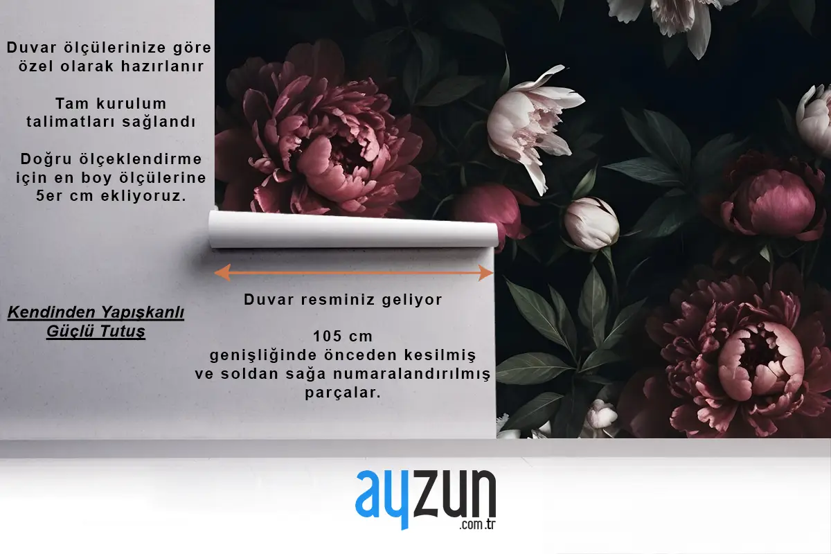 Gerçekçi Koyu Şakayık Çiçek Buketi Duvar Kağıdı