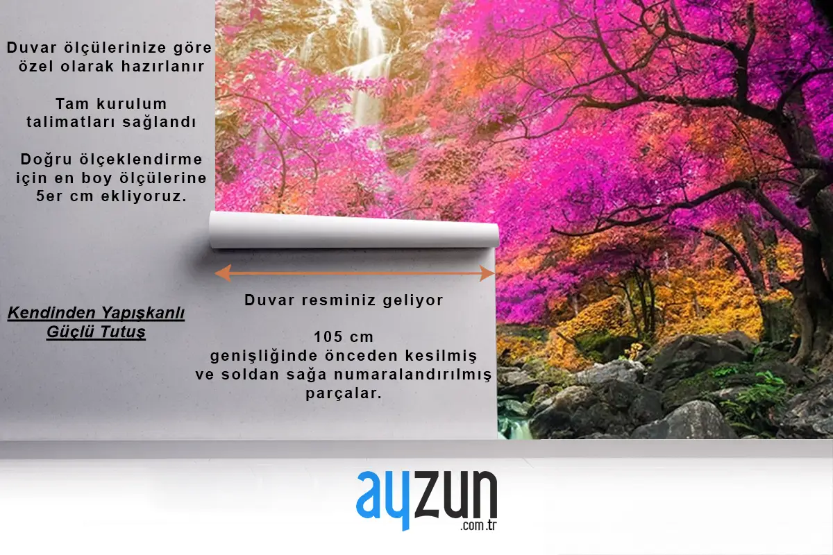 Renkli Ağaçlar Şelale Manzarası