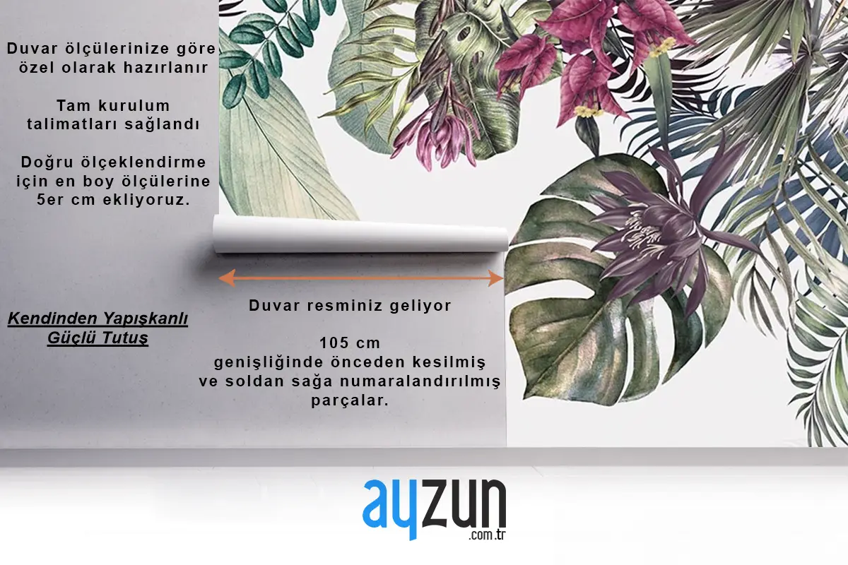 Renkli Amazon Tropik Yapraklar Duvar Kağıdı