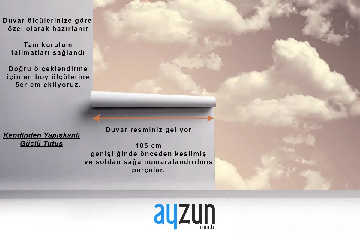 Renkli Bulutlar Çocuk Odası Duvar Kağıdı