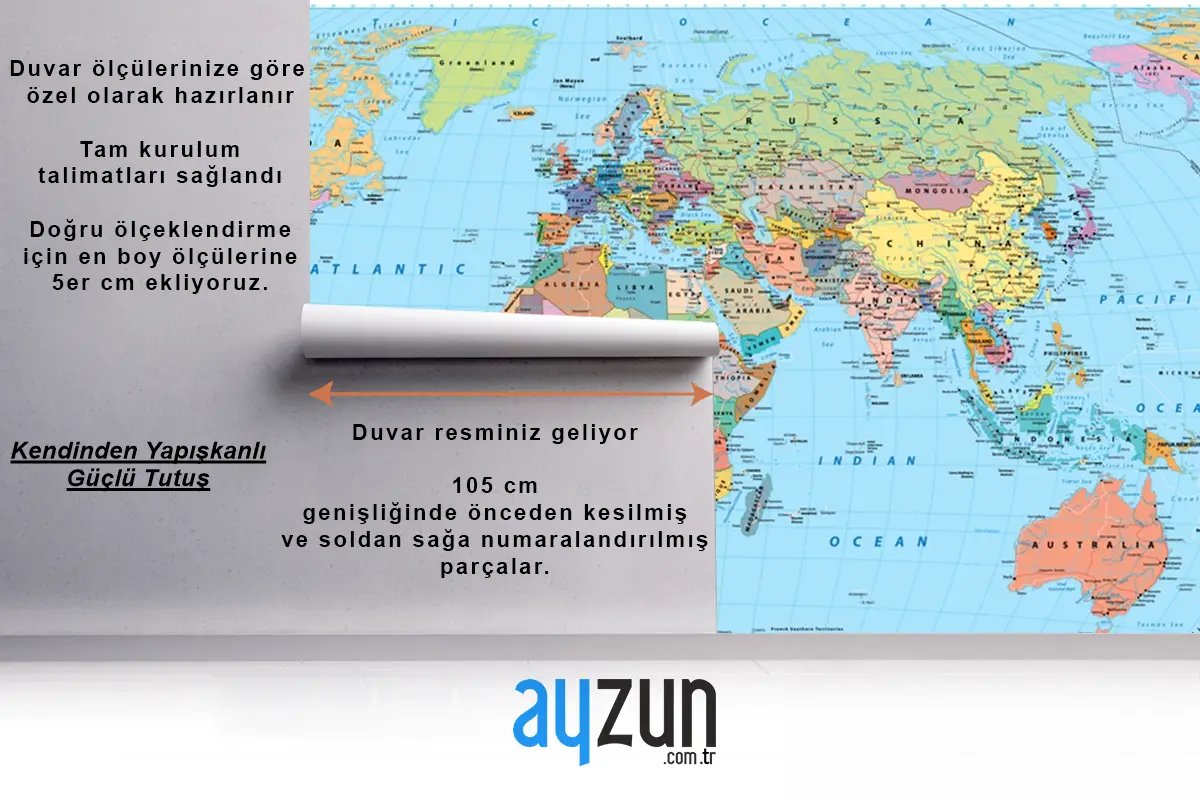 Renkli Dünya Haritası Sınırları Ülkeler Yollar Ve Şehirler Duvar Kağıdı