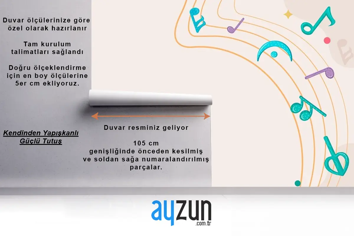 Renkli Müzik Notaları Duvar Kağıdı
