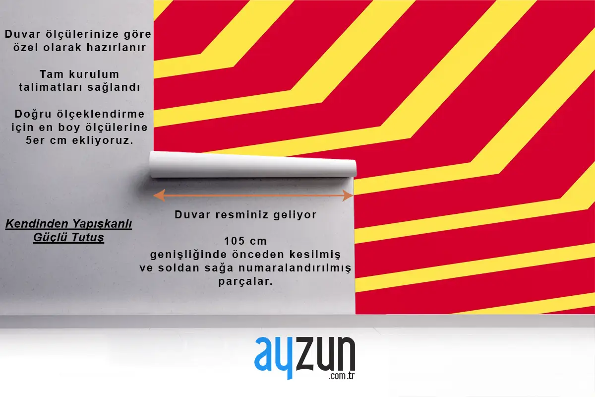 Renkli Yarı Ton Geçişleri Geometrik Desen Sarı Kırmızı Duvar Kağıdı