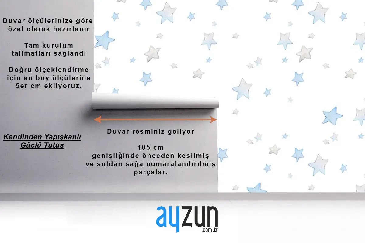 Renkli Yıldızlar Çocuk Odası Duvar Kağıdı