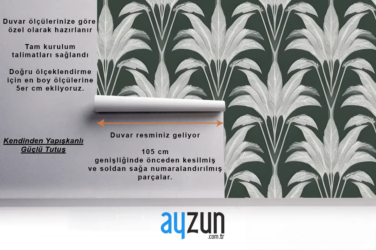 Koyu Yeşil Antre  Hol  Koridor Duvar Kağıdı Duvarına Karşı Gri Ve Beyaz Tonlarında Yaprak Benzeri Şekillerin Tekrarlanan Deseni