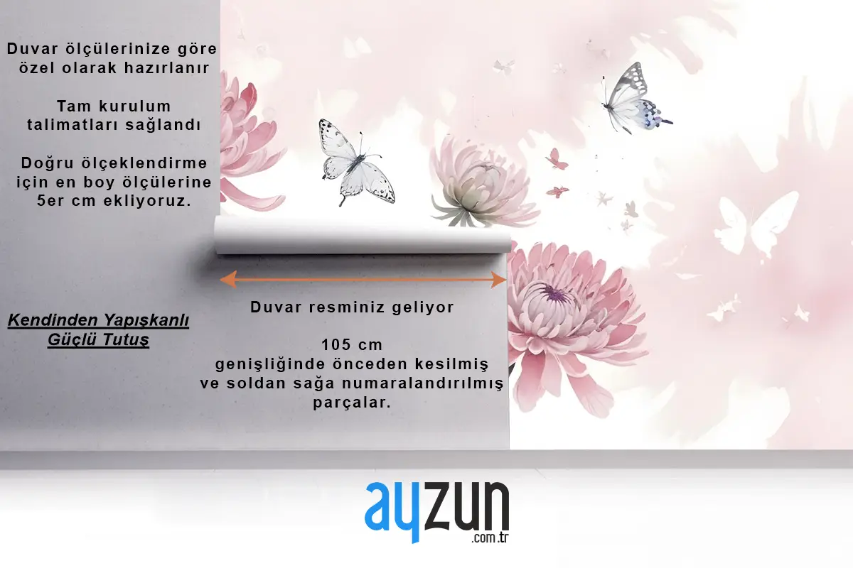 Retro Suluboya Pembe Karahindiba Çiçeği Sanat Duvar Kağıdı 