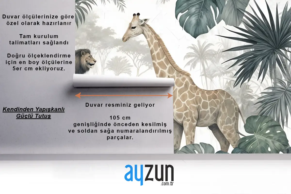 Tropikal Yapraklı Retro Vahşi Hayvanlar Duvar Kağıdı