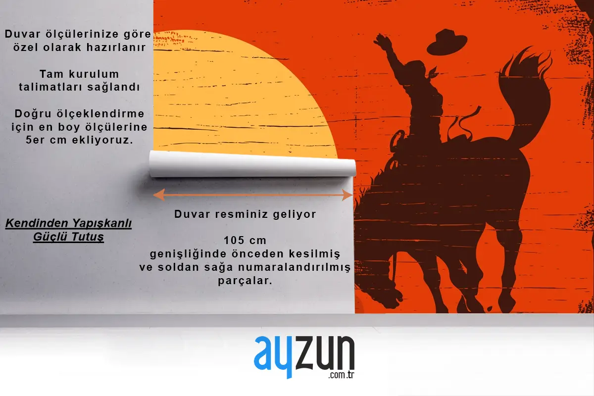 Rodeo Kovboy Vahşi Ata Biniyor Rodeo Kovboy Vahşi Ata Biniyor Çocuk Odası Duvar Kağıdı