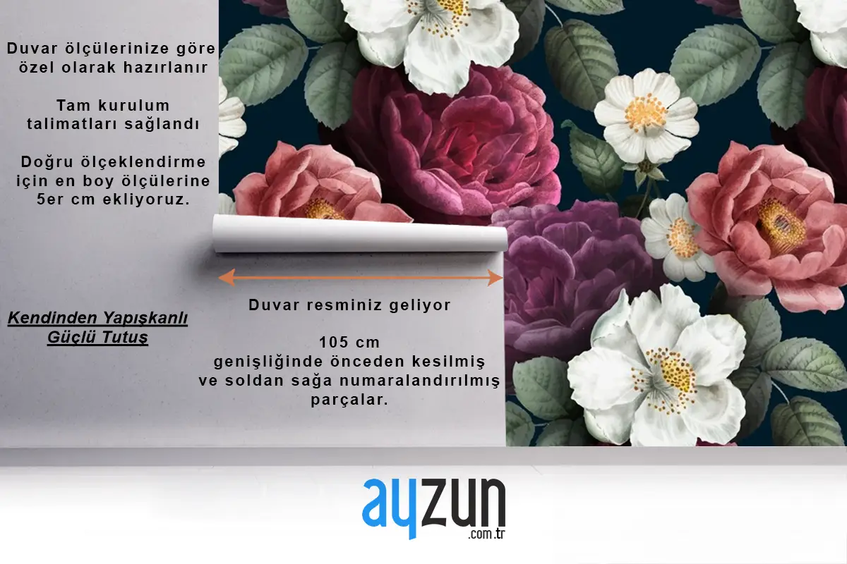Romantik Çiçekli Arka Plan Duvar Kağıdı 