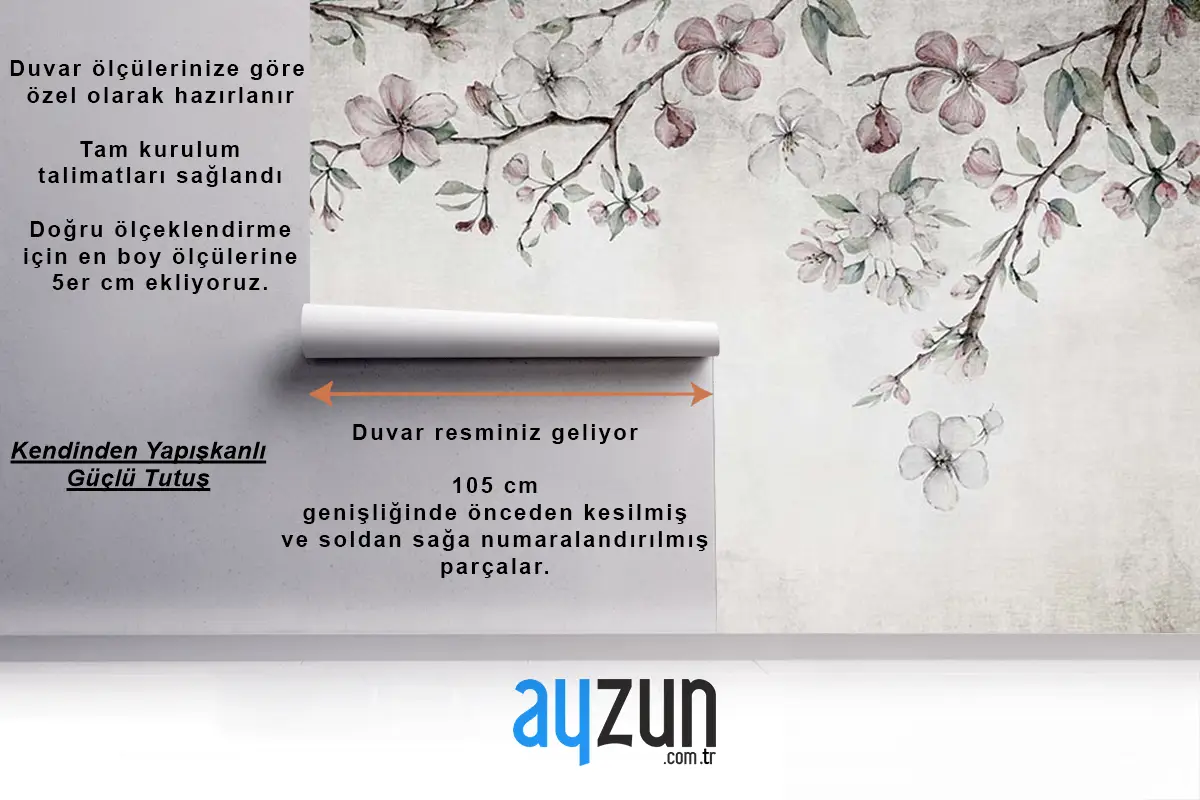 Romantik Soft Renk Çiçekler Vintage Duvar Kağıdı