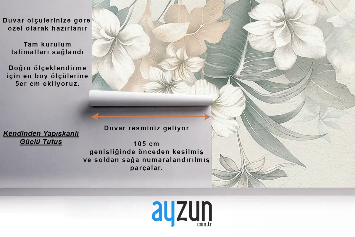 Romantik Tropikal Bitki Desenleri Vintage Duvar Kağıdı