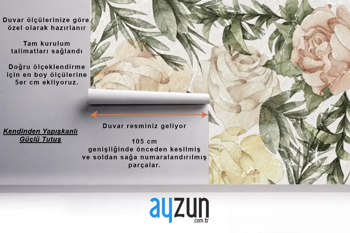 Güller Sanat Tasarım Yatak Odası Duvar Kağıdı