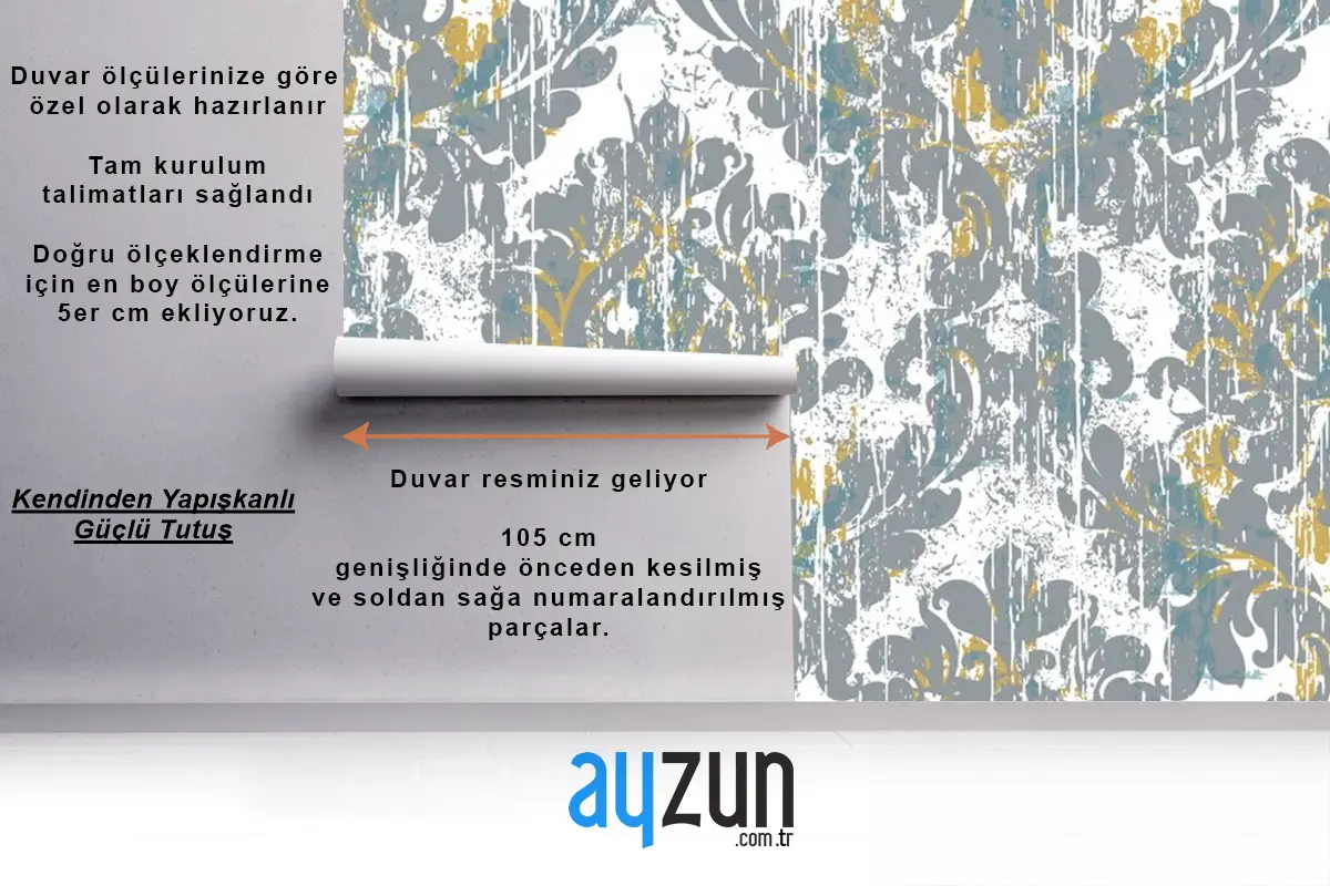 Kraliyet Vintage Grunge Tarzı Hasarlı Retro Duvar Kağıdı 