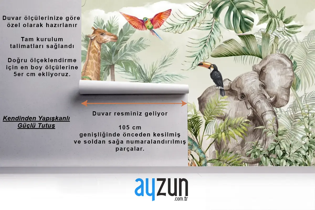Safari Yaban Hayatı Çocuk Odası Duvar Kağıdı