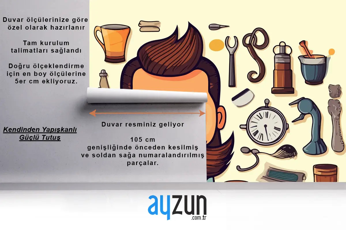 Sakallı Bir Adamın Çizimi Berber Duvar Kağıdı