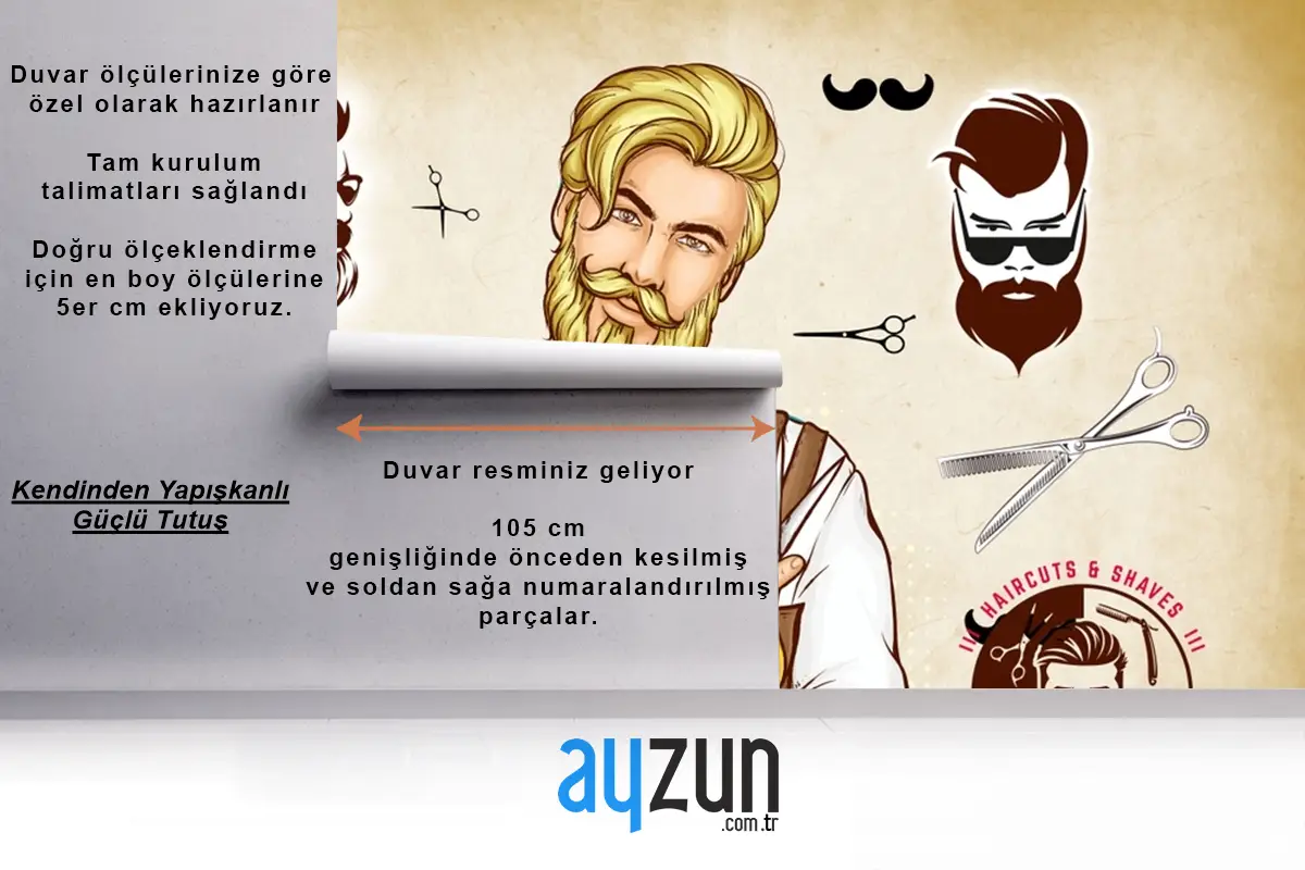 Salon Ve Berber Dükkanı 3D Duvar Kağıdı