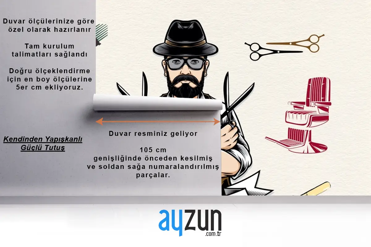 Şapkalı Kuaför Berber Duvar Kağıdı