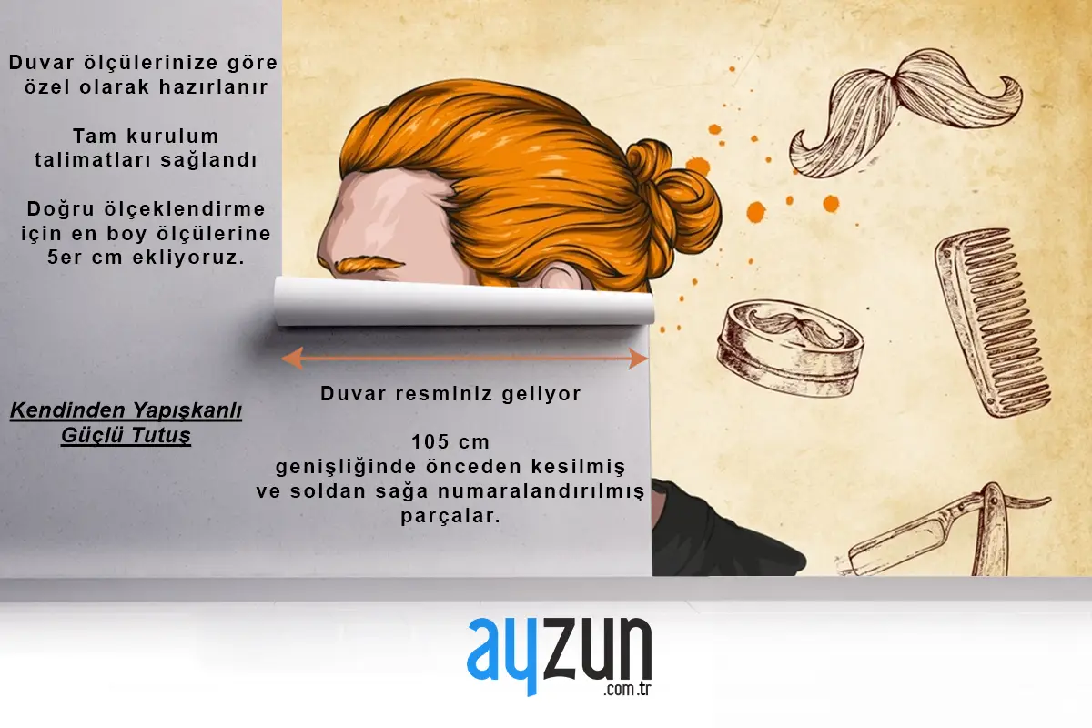 Sarı Arka Plan Turuncu Saçlı Kuaför Duvar Kağıdı