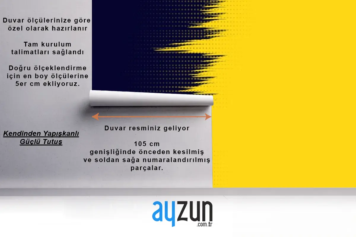 Sarı Lacivert Grunge Modern Duvar Kağıdı