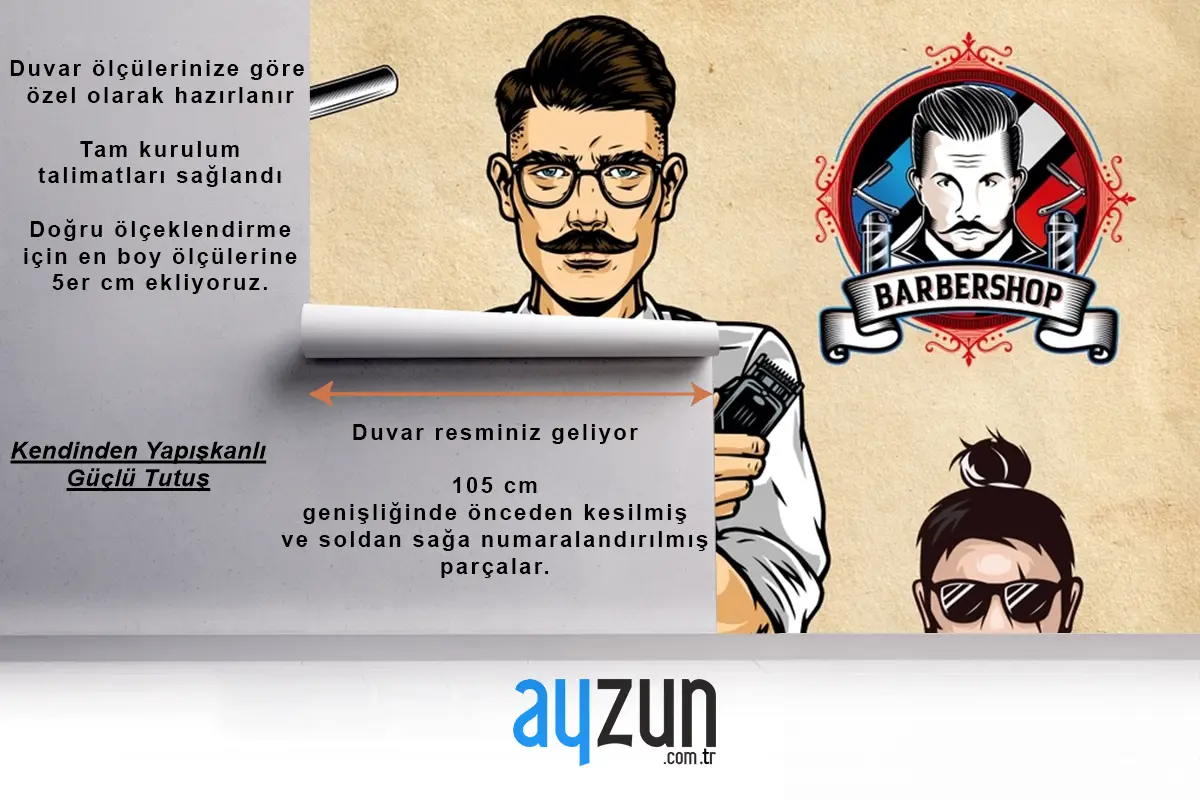Sarı Vintage Arka Plan Erkek Berber Duvar Kağıdı