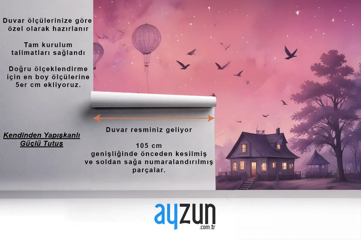 Dönme Dolap Ile Deniz Manzarası Çocuk Odası Duvar Kağıdı