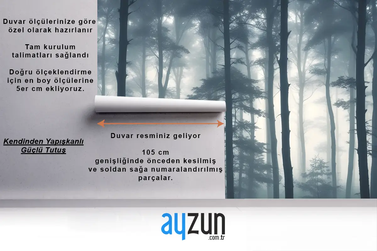 Ağaçların Denizi Orman Yatak Odası Duvar Kağıdı