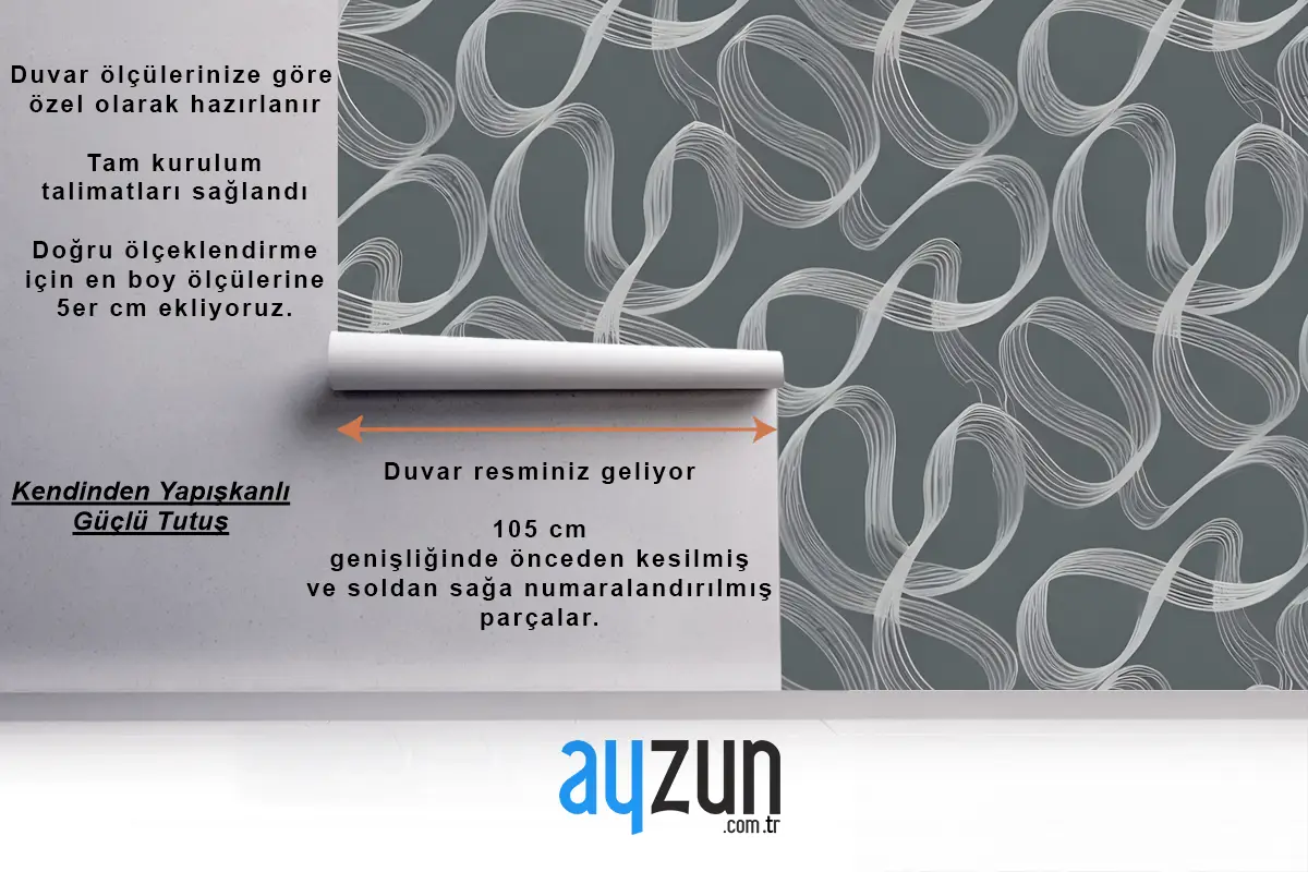 Gri Ve Beyaz Tonlarında Akan Organik Şekillerle Kusursuz Soyut Desen Antre  Hol  Koridor Duvar Kağıdı