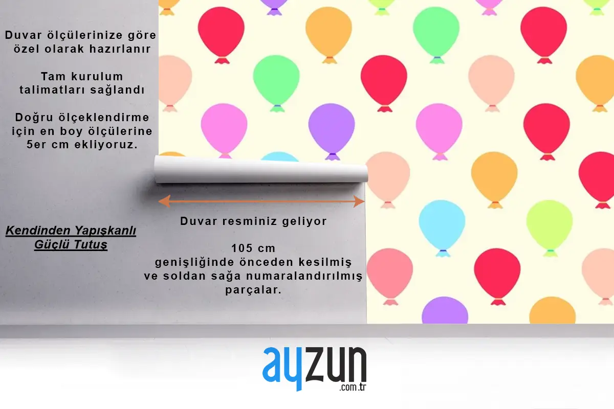 Kesintisiz Renkli Balonlar Desen Çocuk Odası Duvar Kağıdı