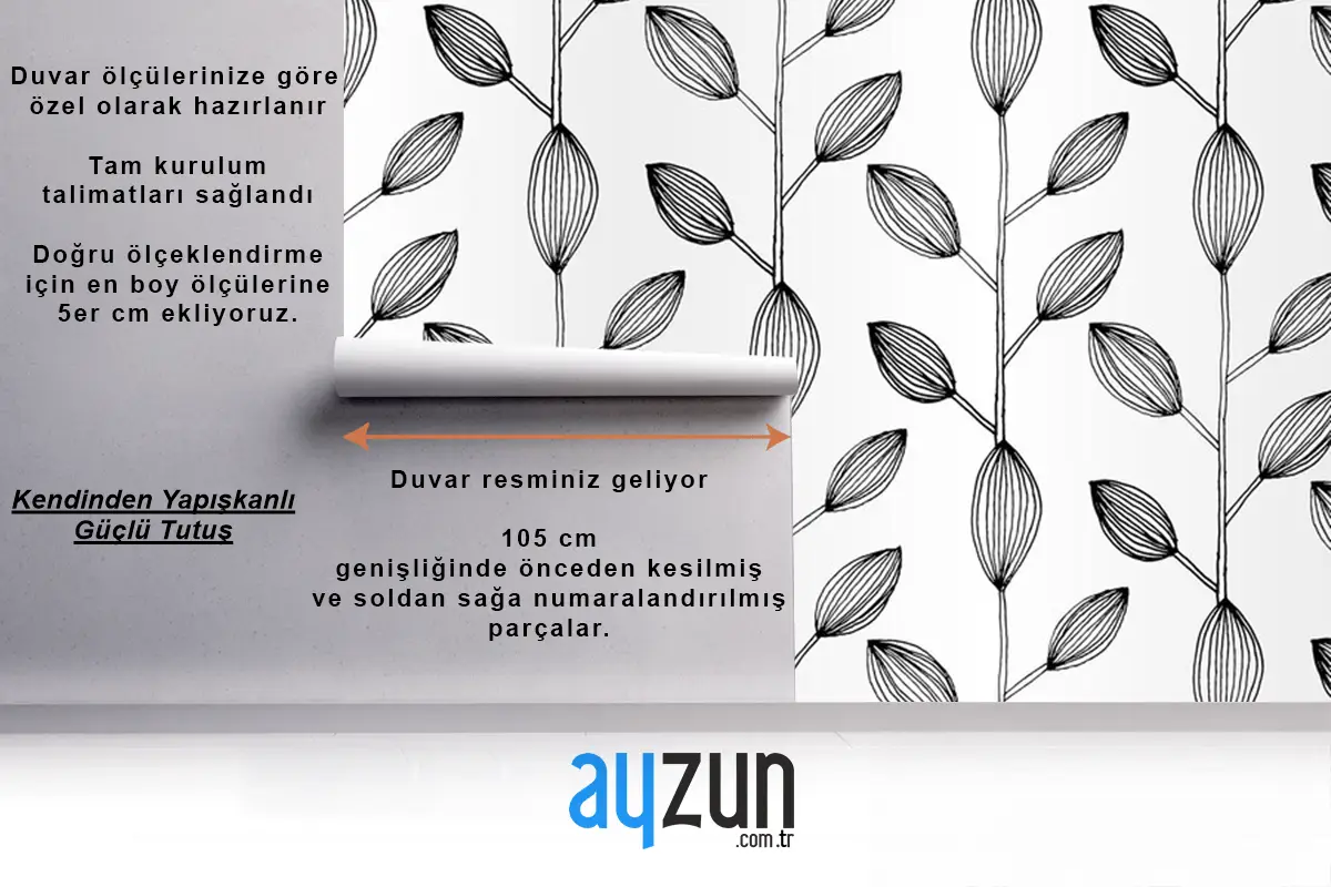 Kesintisiz Tek Renkli Yaprak Desen Tasarımı Duvar Kağıdı