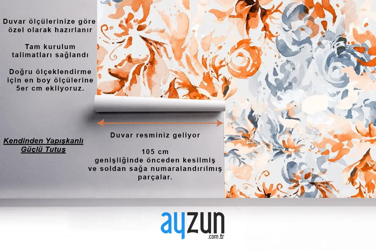 Dikişsiz Desen Soyut Suluboya Çiçek Duvar Kağıdı 