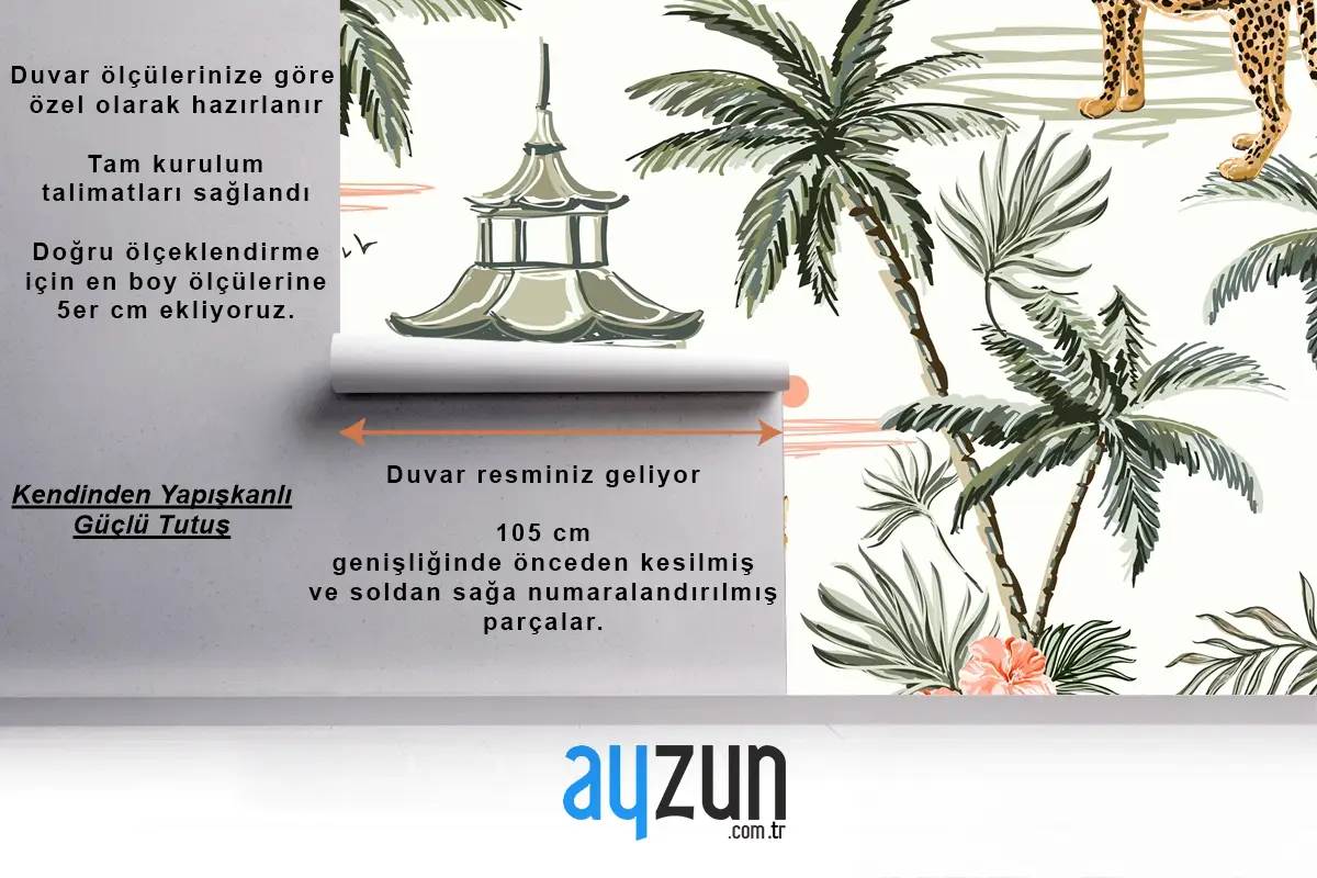 Hindistan Cevizi Palmiye Ağaçları Leopar Çocuk Odası Duvar Kağıdı Ile Dikişsiz Desen Arka Plan