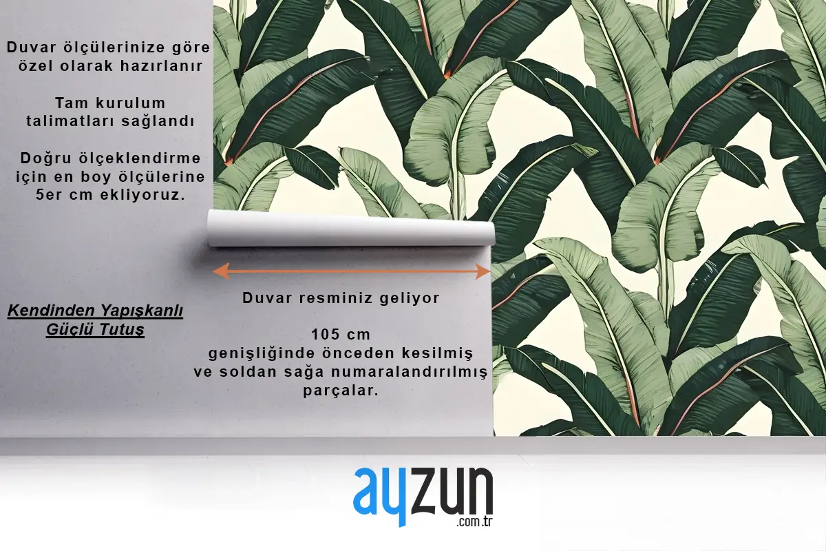 Yemyeşil Tropikal Muz Yatak Odası Duvar Kağıdıyla Kusursuz Desen