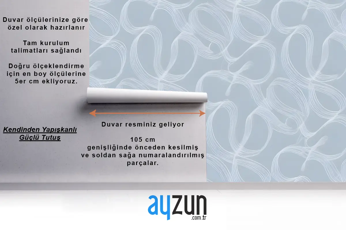 Açık Mavi Duvar Kağıdı Duvarındaki Soyut Beyaz Şekillerin Kusursuz Deseni Antre  Hol  Koridor 